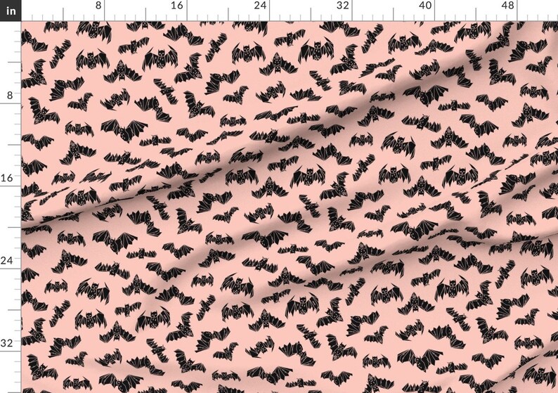 Bat Fabric Bat Halloween Pink Pastel Bats Kids Nursery Baby Etsy