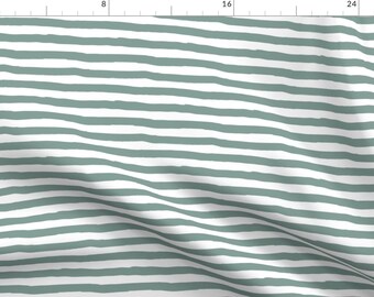 Green Stripes Fabric - Western Autumn / Dry Green Stripes By Shopcabin - Stripes Cotton Fabric By The Yard With Spoonflower