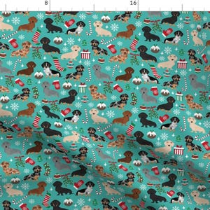 Dachshund Fabric - Doxie Christmas Dachshunds Holiday Winter Dog By Petfriendly - Dachshund Cotton Fabric by the Yard with Spoonflower