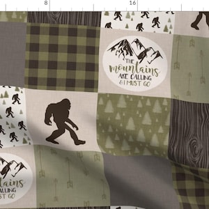 Bigfoot Wholecloth Fabric - Bigfoot Cheater Quilt by longdogcustomdesigns - Cheater Quilt Cabin Life Fabric by the Yard by Spoonflower