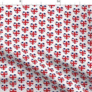 Union Jack Hearts Fabric - British At Heart By Nerdfabrics - Brits Britain Flag England Scotland Cotton Fabric By The Yard With Spoonflower