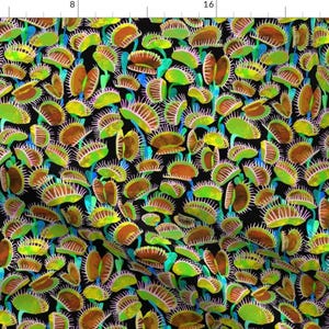 Fly Trap Fabric - Venus Fly Traps by desertfable - Carnivorous Gothic Creepy North Carolina Plant Life Fabric by the Yard by Spoonflower