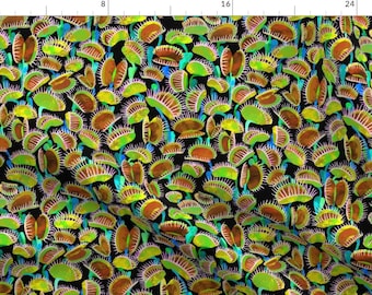 Fly Trap Fabric - Venus Fly Traps by desertfable - Carnivorous Gothic Creepy North Carolina Plant Life Fabric by the Yard by Spoonflower