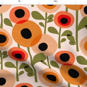 Mid Century Modern Fabric - Mid Century Poppy by perrinphilippa - Retro Vintage Orange Atomic Era  Fabric by the Yard by Spoonflower