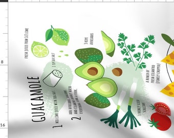 Guacamole Fabric - Guacamole Illustrated Recipe Tea Towel By Heleen Vd Thillart - Kitchen Decor Cotton Fabric By The Yard With Spoonflower