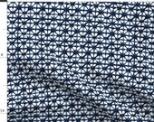 Blue Fabric - Tiny Indigo Shibori Triangle Pattern By Lauriekentdesigns Japanese Traditional - Cotton Fabric By The Yard With Spoonflower