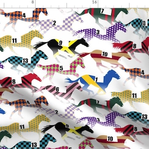 Horse Racing Fabric - Off To The Horse Races By Wickedrefined - Horse Race Checkered Dots Graphic Cotton Fabric By The Yard With Spoonflower