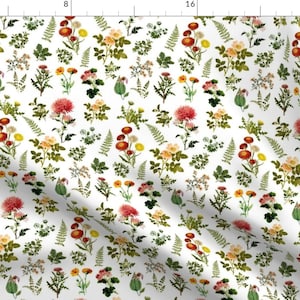 Botanical Garden Fabric - Lil Botanical Garden By Shopcabin - Botanical Garden Floral Flowers Cotton Fabric By The Yard With Spoonflower