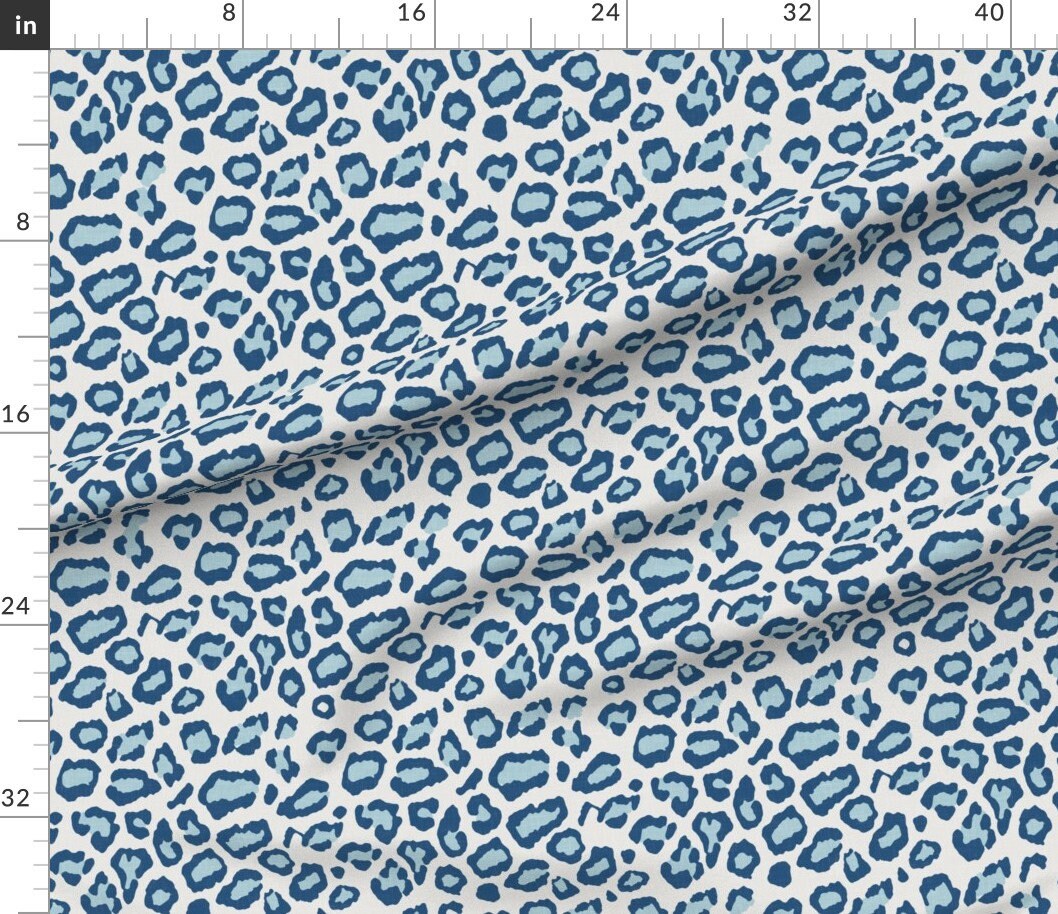 Blue Leopard Fabric Etosha Leopard Skin in Blue by - Etsy