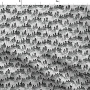 Misty Gray Forest Fabric - Forest Mist Trees Small 2 By Thecalvarium - Forest Gray Illustration Cotton Fabric By The Yard With Spoonflower