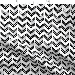 Black Arrows Fabric - Black, Grey, White Arrow Chevron - Arrows And Triangles By Modfox - Arrows Cotton Fabric By The Yard With Spoonflower
