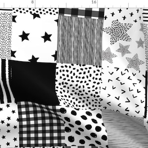 Black And White Fabric - 21&quot; Black And White Whole Cloth Cheater Quilt By Shopcabin - Black White Cotton Fabric By The Yard With Spoonflower