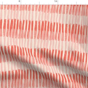 Coral Stripes Minimal Fabric - Coral Stripes By Juliaschumacher - Coral Vintage Stripes Orange Cotton Fabric By The Yard With Spoonflower