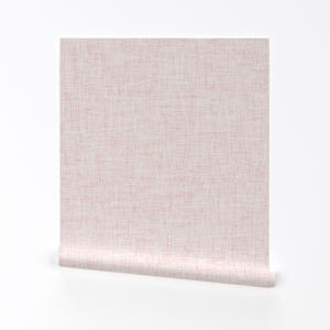 Pink Linen Look Wallpaper - Light Pink Linen By Ivieclothco - Faux Linen Blush Pink Removable Self Adhesive Wallpaper Roll by Spoonflower