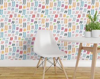 Socks Wallpaper - Lots Of Different Socks Cartoon Style Pattern By Stolenpencil - Custom Printed Self Adhesive Wallpaper Roll by Spoonflower