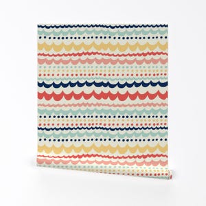 Rainbow Scallop Wallppaer - Scallop Fun By Stacyiesthsu - Doodle Custom Printed Removable Self Adhesive Wallpaper Roll by Spoonflower