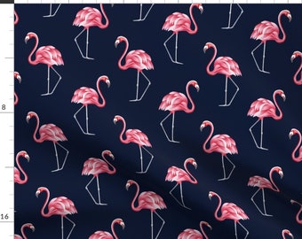 Vintage Flamingos Fabric - Vintage Flamingo By Marta Strausa - Watercolor Retro Summer Flamingo Cotton Fabric By The Yard With Spoonflower