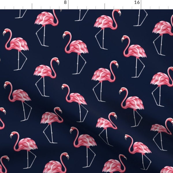 Vintage Flamingos Fabric - Vintage Flamingo By Marta Strausa - Watercolor Retro Summer Flamingo Cotton Fabric By The Yard With Spoonflower