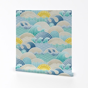 Ocean Removable Peel and Stick Wallpaper -  Beach Waves Water Summer Nautical - Wall Art Wall Decor - Sun And Sea Large by patricia_lima