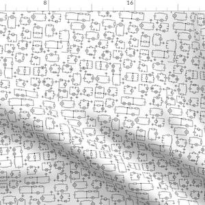 Electricity Fabric - Electric Circuits By Robyriker - Electric Circuits Black White Science Cotton Fabric By The Yard With Spoonflower