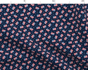 Fourth of July Fabric - Small Scale American Flag Stars And Flags Navy By Littlearrowdesign - Mask Scale USA Blue Fabric With Spoonflower