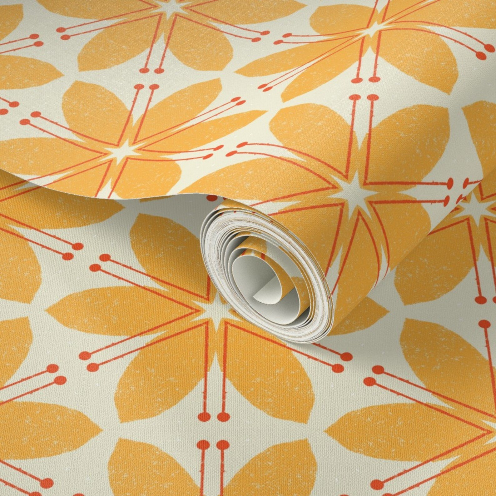 Bold Yellow Floral Wallpaper Lily Honey by Friztin Yellow Etsy