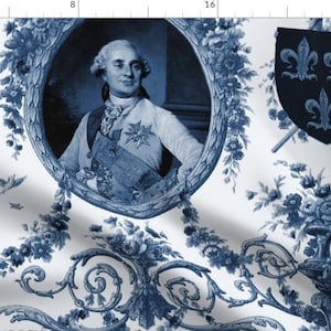 Blue and White Rococo Fabric - Rococo Lovers Louis Xvi Marie Antoinette By Peacoquettedesigns - Cotton Fabric by the Yard With Spoonflower