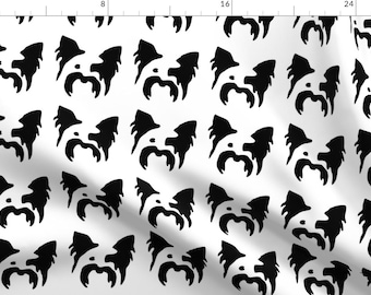 Yorkie Fabric - Dog Yorkshire Terrier Small In A Row By Mariafaithgarcia - Black and White Yorkie Cotton Fabric By The Yard With Spoonflower