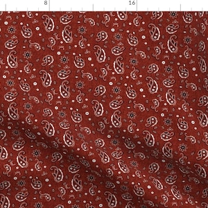 Western Fabric - Western Paisley Small - Classic By Thecalvarium - Western Paisley Bandana Red Cotton Fabric By The Yard With Spoonflower