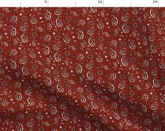 Western Fabric - Western Paisley Small - Classic By Thecalvarium - Western Paisley Bandana Red Cotton Fabric By The Yard With Spoonflower