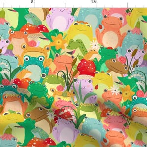 Frog Fabric - Class Picture By Urbandaisies - Frog Colorful Kids Classroom Daycare Rainbow Cotton Fabric By The Yard With Spoonflower image 1