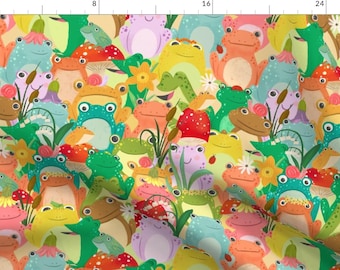Frog Fabric - Class Picture By Urbandaisies - Frog Colorful Kids Classroom Daycare Rainbow Cotton Fabric By The Yard With Spoonflower