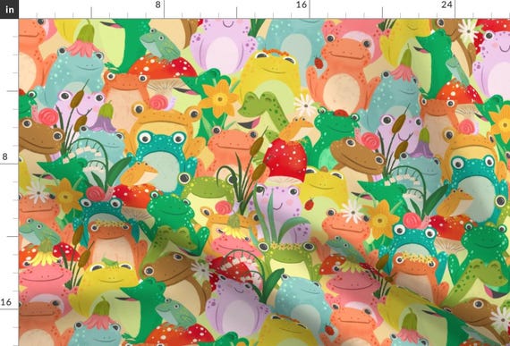 Frog Fabric - Class Picture By Urbandaisies - Frog Colorful Kids Classroom Daycare Rainbow Cotton Fabric By The Yard With Spoonflower