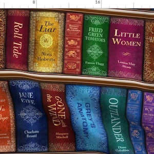 Books Fabric - Teresa's Bookshelf By Sssowers - Library Literary Books Teachers Study School Cotton Fabric By The Yard With Spoonflower