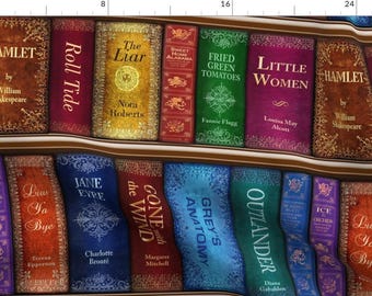 Books Fabric - Teresa's Bookshelf By Sssowers - Library Literary Books Teachers Study School Cotton Fabric By The Yard With Spoonflower