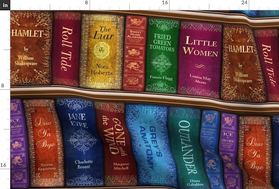 Books Fabric - Teresa's Bookshelf By Sssowers - Library Literary Books Teachers Study School Cotton Fabric By The Yard With Spoonflower