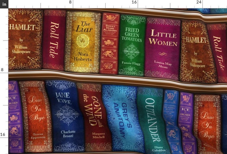 Books Fabric - Teresa's Bookshelf By Sssowers - Library Literary Books Teachers Study School Cotton Fabric By The Yard With Spoonflower image 1