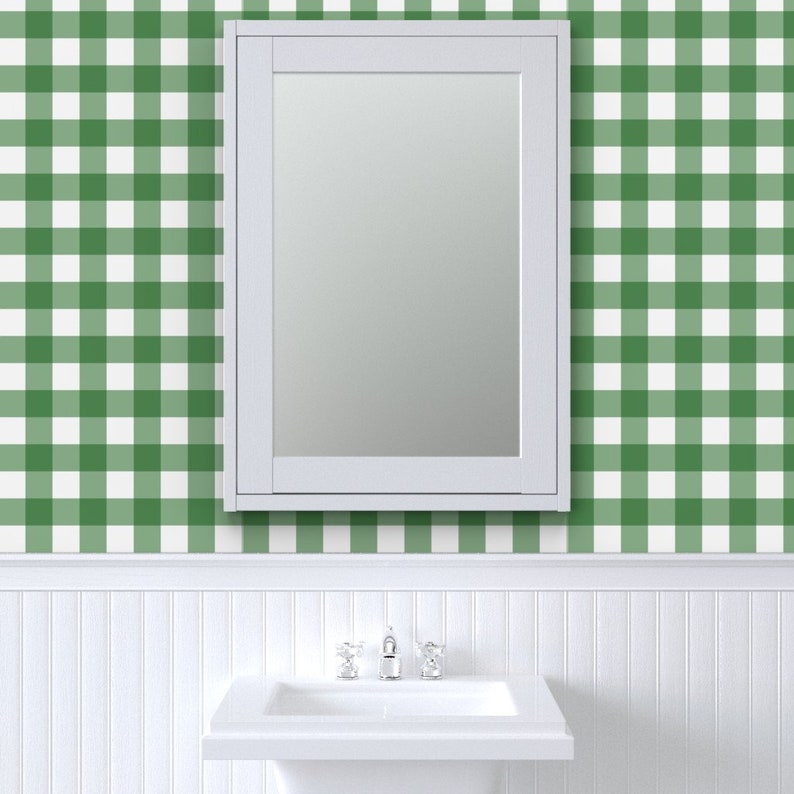 Green Check Wallpaper Check Kelly by Etsy