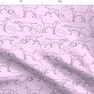 Dog Fabric - Continuous Line Weimaraners By Illucalliart - Dog Animal Lilac Lavender Purple Pet Cotton Fabric By The Yard With Spoonflower