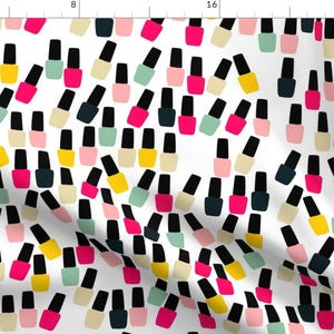Nail Polish Colorful Fabric - Cute Nail Polish By Kapotka - Nail Polish Painting Girly Colorful Cotton Fabric By The Yard With Spoonflower