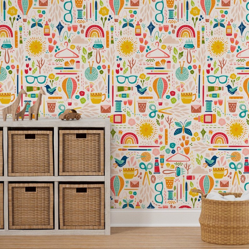 Create Joy Wallpaper Happy Maker by Zirkus Design Colorful - Etsy