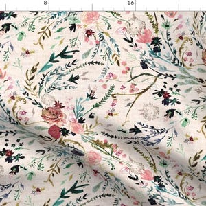 Floral Fabric - Fable Floral (Lrg) (Blush) By Nouveau Bohemian - Floral Vintage Cottage Chic Cotton Fabric By The Yard With Spoonflower