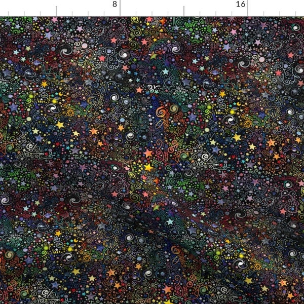 Crazy Space Fabric - Explorer By Emmaallardsmith - Crazy Rainbow Space Cotton Fabric By The Yard With Spoonflower