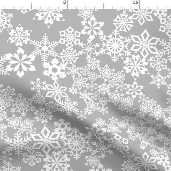 Snowflakes Fabric - Snowflakes Gray By Kimsa - Snowflakes Stars Winter Gray White Christmas Cotton Fabric By The Yard With Spoonflower