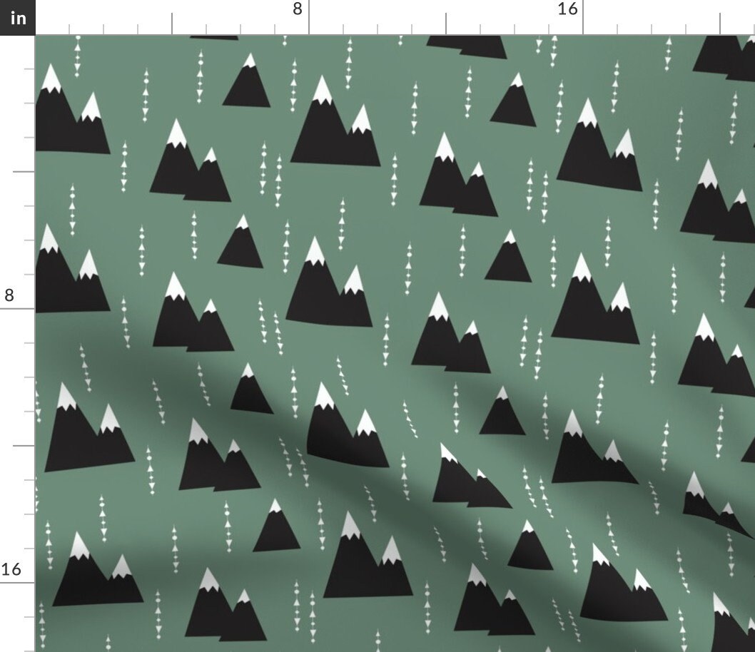 Green Mountains Fabric Green Mountain Elvelyckan By Etsy