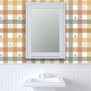 Pooh Gingham Peel and Stick Wallpaper - Vintage Gingham Warm Neutral - Removable Wall Decor Art - Winnie-the-pooh by at_the_cottage image 8