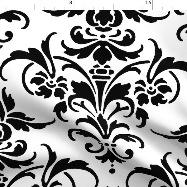 Damask Fabric - Marcella Damask By Peacoquettedesigns - Fleur De Lis Modern Home Decor Upholstery Cotton Fabric By The Yard With Spoonflower