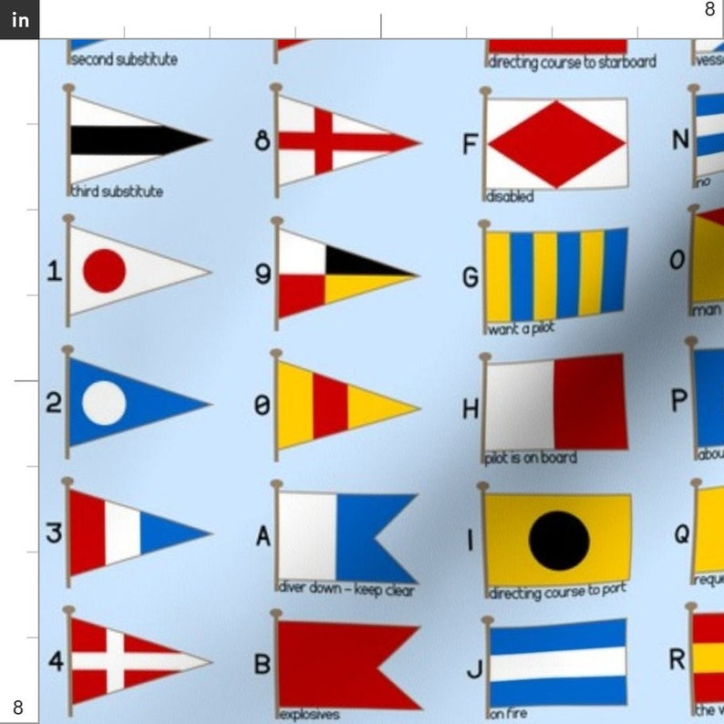 Nautical Flag Fabric Nautical Signalling Flags by Sef Etsy