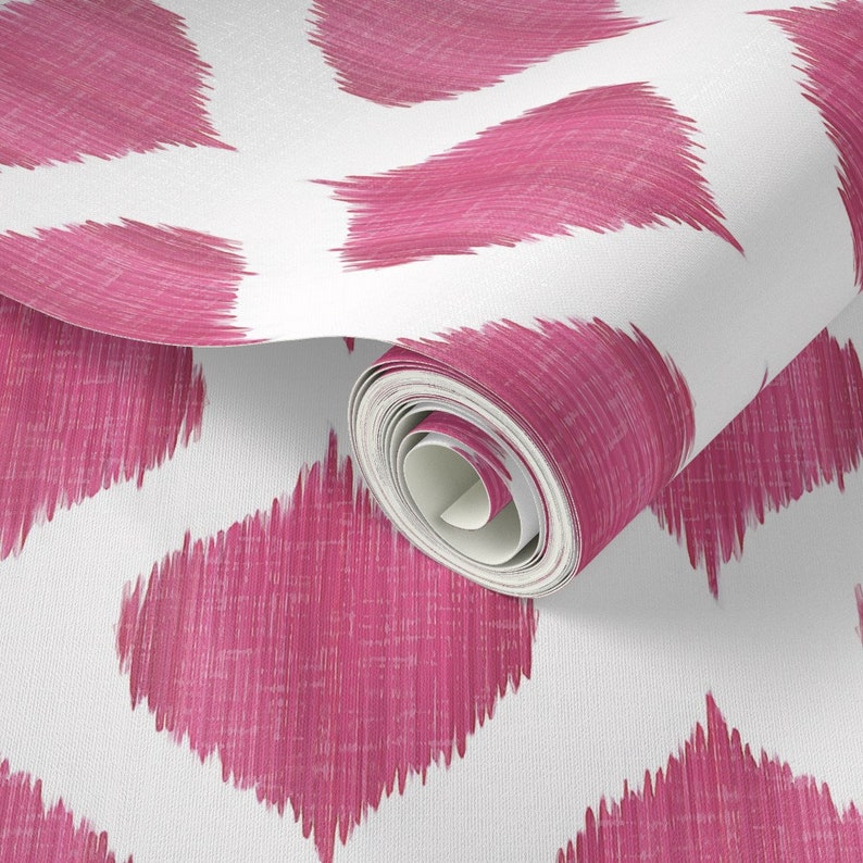 Pink Ikat Wallpaper Lela Ikat in Fuchsia by Etsy