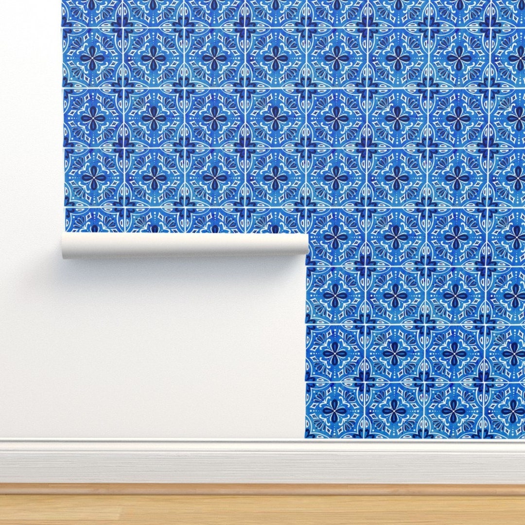 Spanish Pattern Fabric Wallpaper and Home Decor  Spoonflower